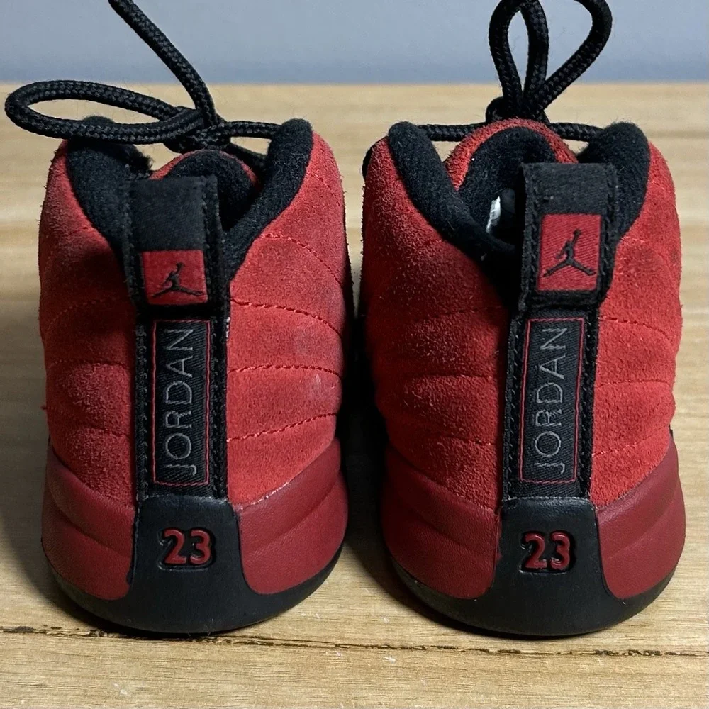 Nike Air Jordan 12 Retro Toddler Red Black TD Reverse Flu Game High Top Sneakers